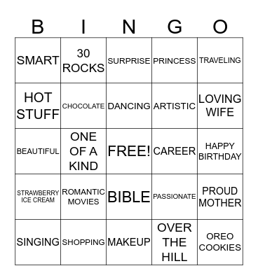 30TH BIRTHDAY BASH!!!  Bingo Card