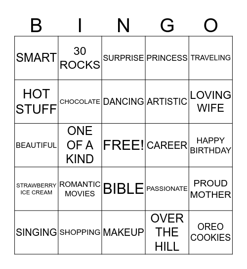 30TH BIRTHDAY BASH!!!  Bingo Card