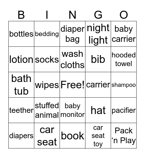 Showering a Little Pumpkin Bingo Card