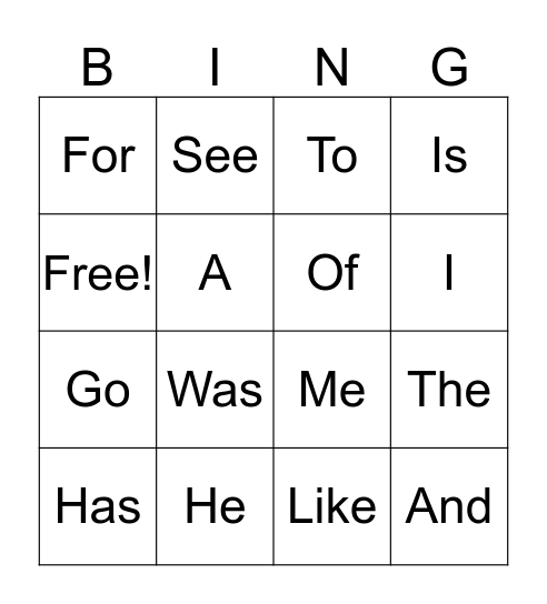 2nd 9 weeks sight words Bingo Card