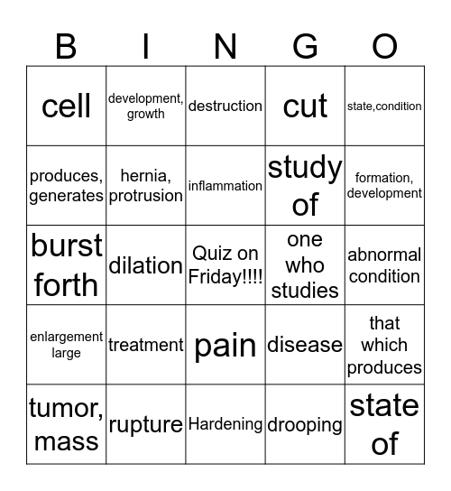 Common Suffixes Bingo Card