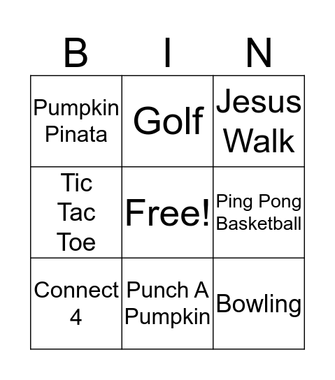 Hallelujah Party Bingo Card