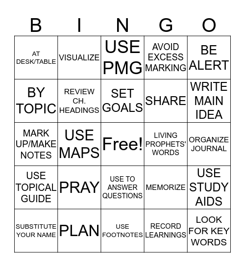 How to Study Effectively Bingo Card