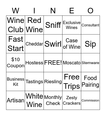 Wine-O Bingo Card