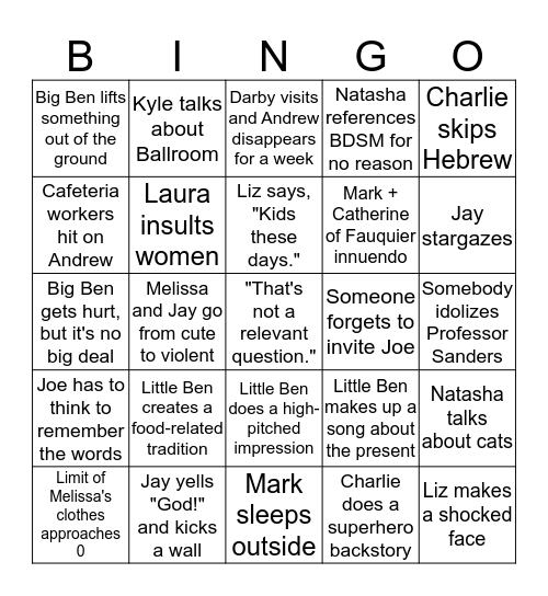 Crew bingo Card