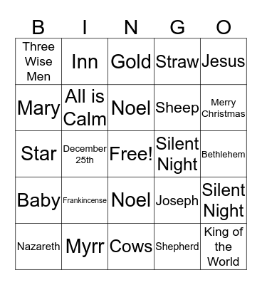 Christmas Bingo Card