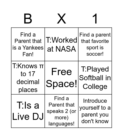 Bronx 1 Bingo! Bingo Card