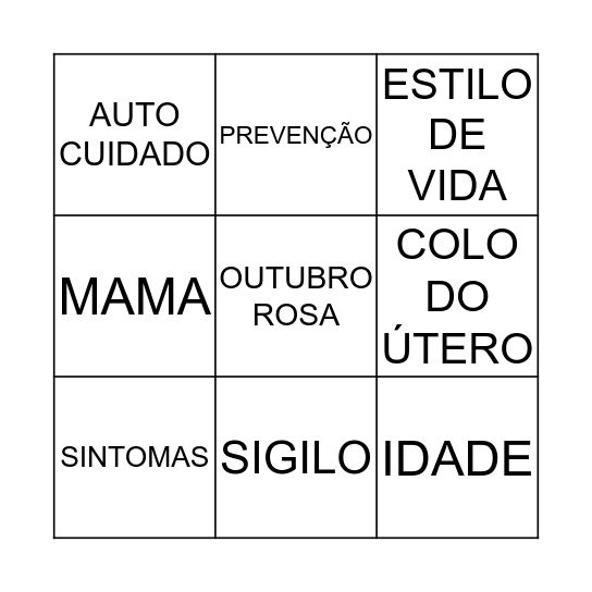 OUTUBRO ROSA Bingo Card