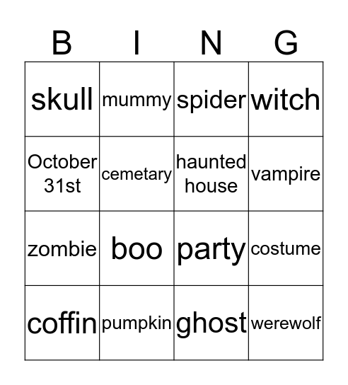 Halloween Bingo Card