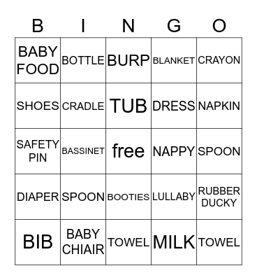 REEMA BABY SHOWER Bingo Card
