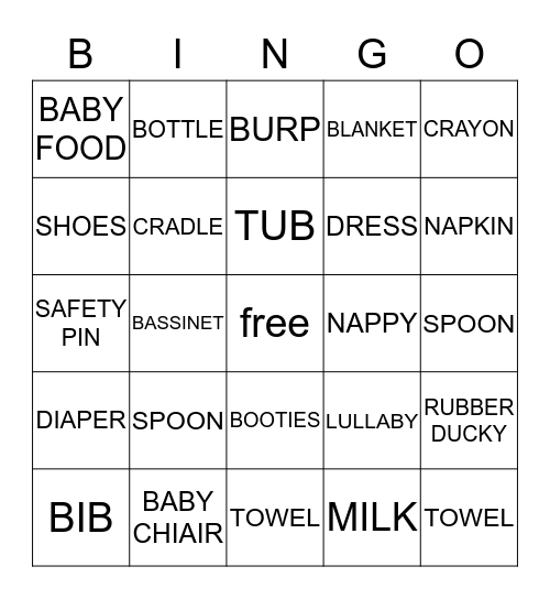 REEMA BABY SHOWER Bingo Card
