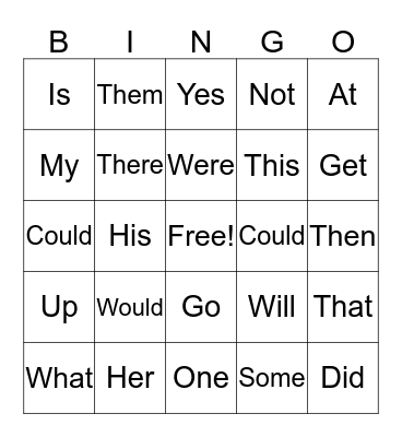 Sight words 2&3 Bingo Card