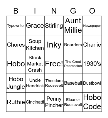 American Girl Kit Bingo Card