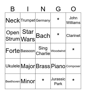 Rhythm Choir Bingo Card