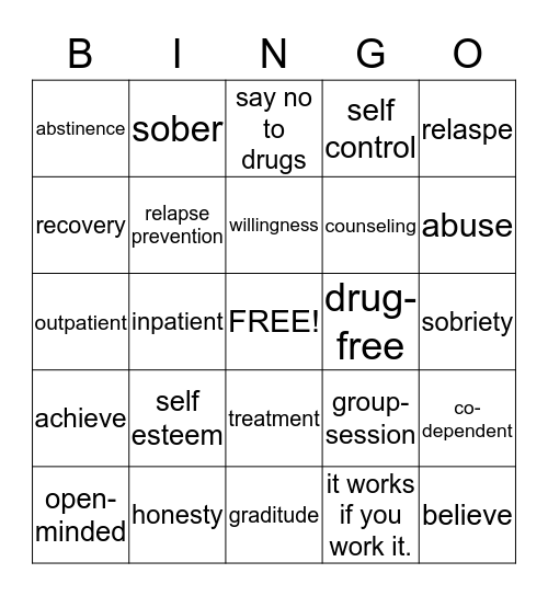National Recovery Month! Bingo Card