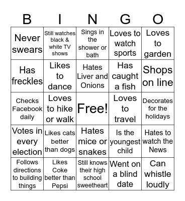 Get to Know One Another Bingo Card
