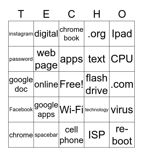 TECHNOLOGY BINGO Card