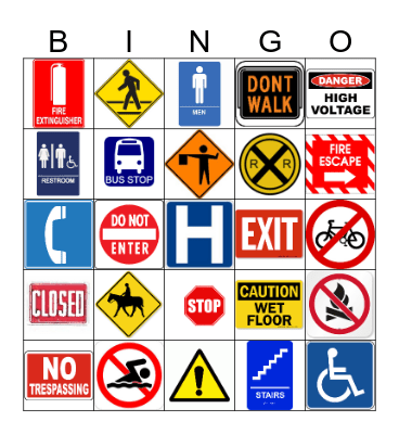 Safety Sign Bingo Card