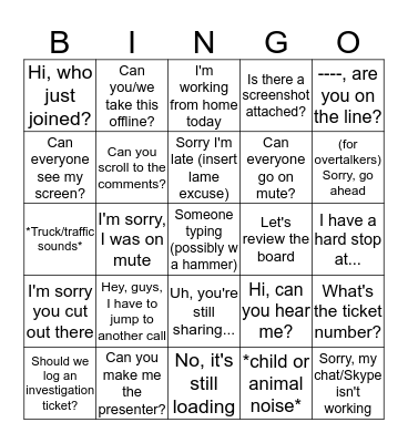 BMISS O&M Bingo - Iteration 23! Bingo Card