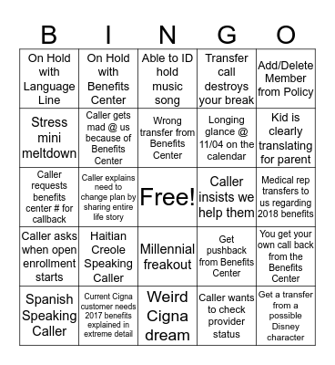 Open Enrollment Bingo! Bingo Card