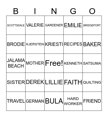 BARBARA BINGO Card