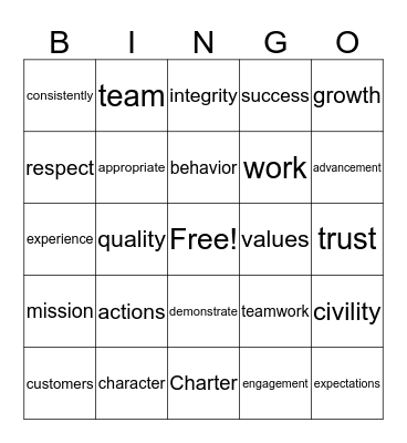 Civility Bingo Card
