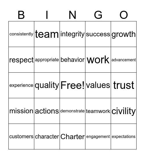 Civility Bingo Card