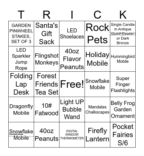 TRICK OR TREAT!! Bingo Card