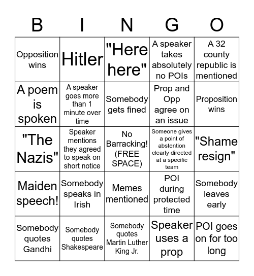 Literific Bingo Card