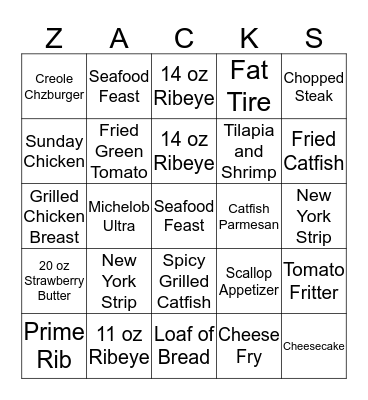 Zack Garvin's Bingo Card