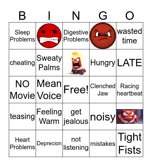 ANGER MANAGEMENT Bingo Card