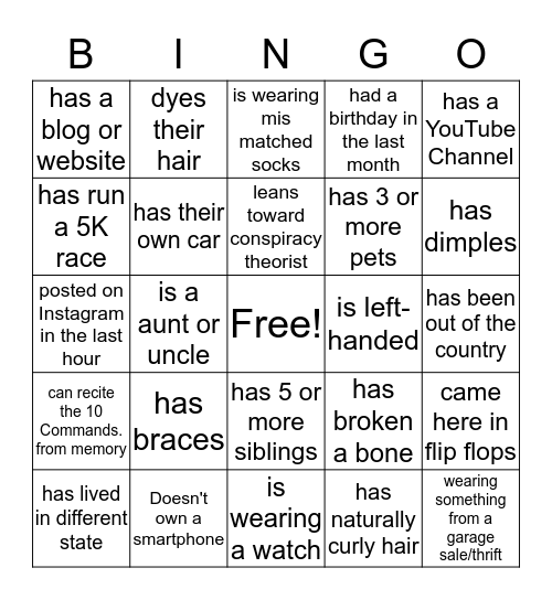 JoBro FroYo Bingo Card