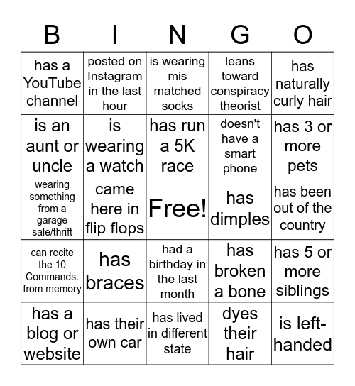 JoBro FroYo Bingo Card