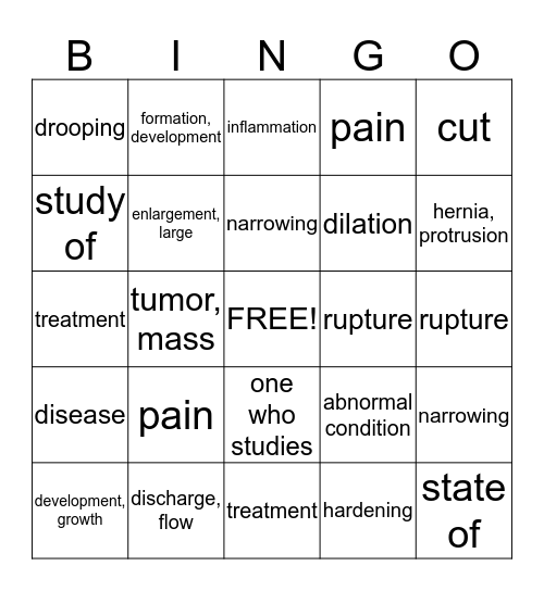Common Suffixes  Bingo Card