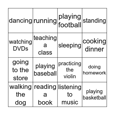 Saying What Someone Is Doing Bingo Card
