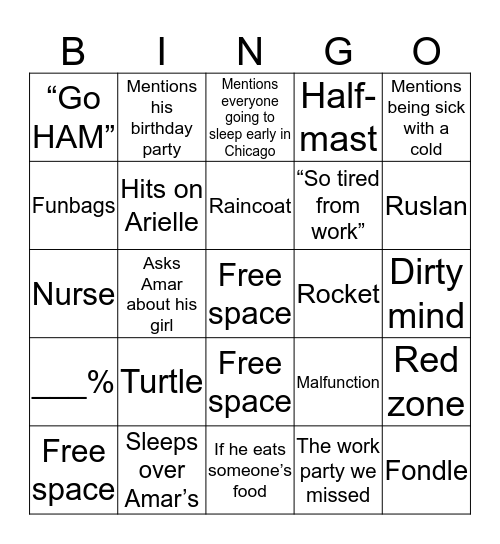 Turtle Squad Bingo Card