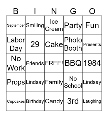 Birthday Bingo! Bingo Card