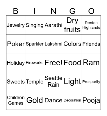 Diwali Tambola Bingo Card