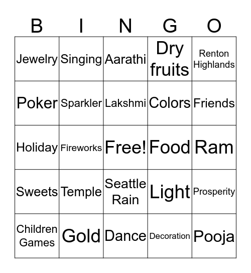 Diwali Tambola Bingo Card