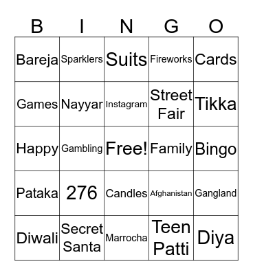 Pawa Diwali 2017 Bingo Card