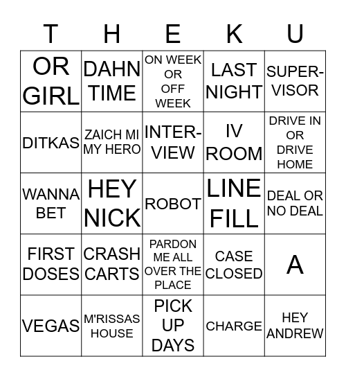 KU BINGO  Bingo Card