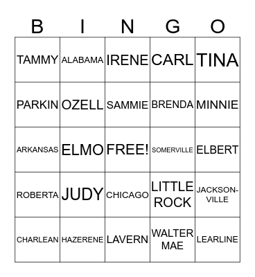 Keys & Patterson Family Reunion  Bingo Card
