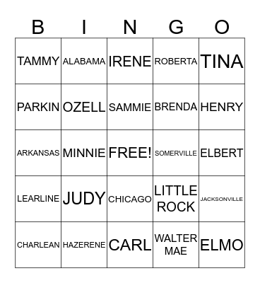 KEYS & PATTERSON FAMILY REUNION  Bingo Card