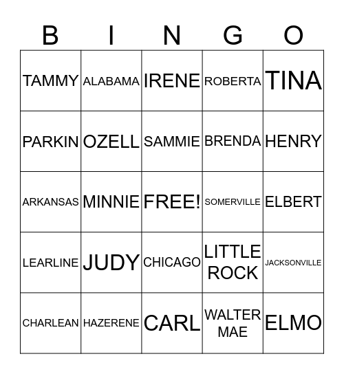 KEYS & PATTERSON FAMILY REUNION  Bingo Card