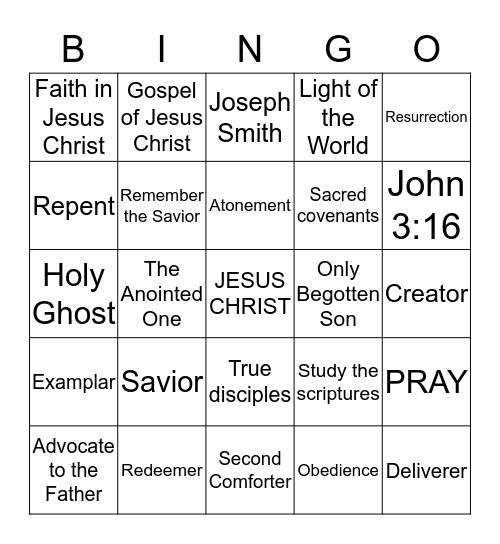 Drawing the Power of Jesus Christ Bingo Card