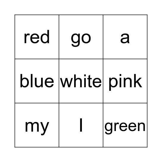 Quarter 1 Sight Words Bingo Card