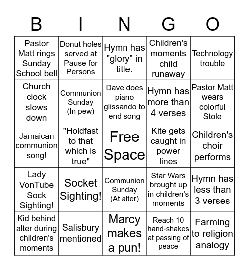 UCC Bingo! Bingo Card