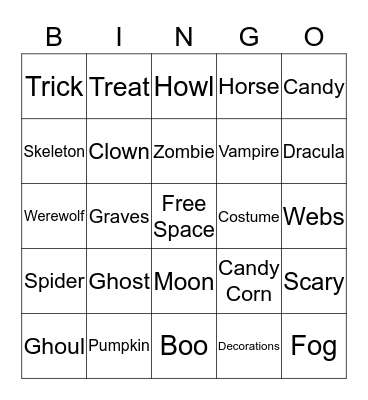 SPOOK Bingo Card