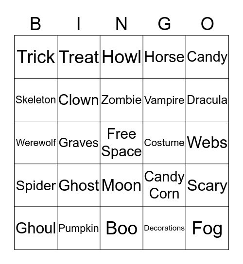 SPOOK Bingo Card