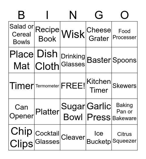 Leeann and Brian Bingo Card